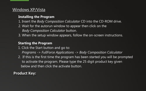 CD case insert with install and operation procedures and the product key needed to use it.