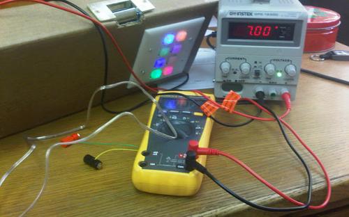Running the project off of a power supply for testing.