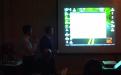 Difficult to see the screen, but courageously presenting the software live!